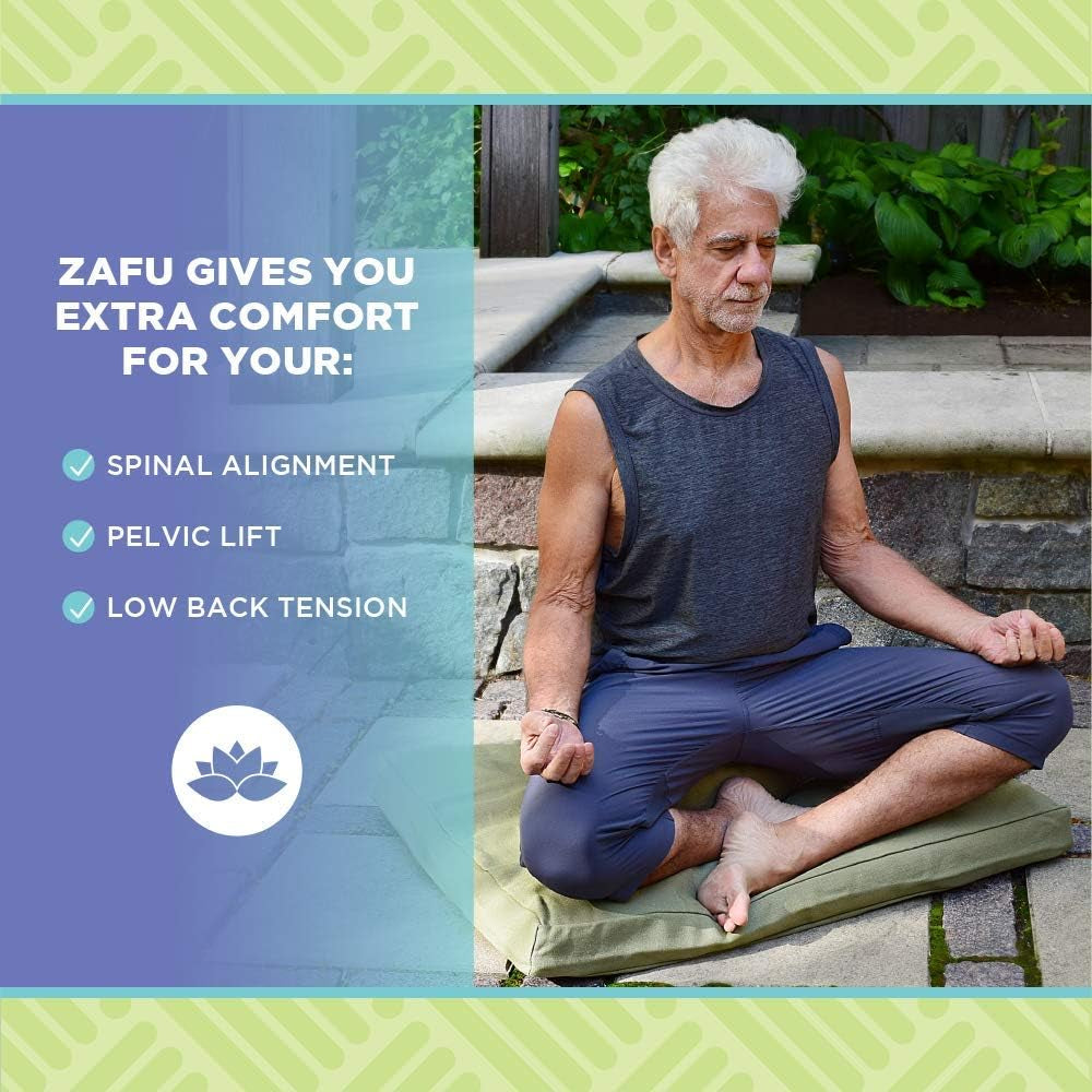 Hemp Zafu Meditation Cushion for Sitting on Floor, Hemp Yoga Pillow, Zafu Meditation Pillow, Zen Seiza Kneeling Prayer Pad Support - Made in USA - round Natural