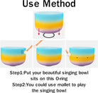 Crystal Singing Bowl Kit, 440Hz 10 Inch G Note Quartz Chakra Singing Bowl Rainbow Blue Sound Bowl with Free O-Ring & Mallet for Sound Healing Meditation Yoga