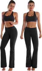 29"/31"/33"/35" 3 Styles Women'S Bootcut Yoga Pants Basic/Back Pockets High Waist Workout Tummy Control Flare