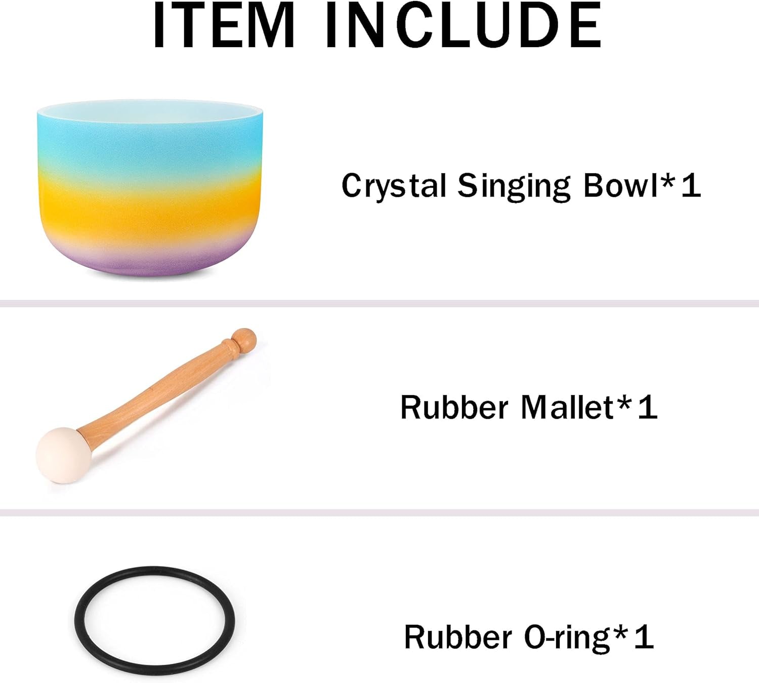 Crystal Singing Bowl Kit, 440Hz 10 Inch G Note Quartz Chakra Singing Bowl Rainbow Blue Sound Bowl with Free O-Ring & Mallet for Sound Healing Meditation Yoga