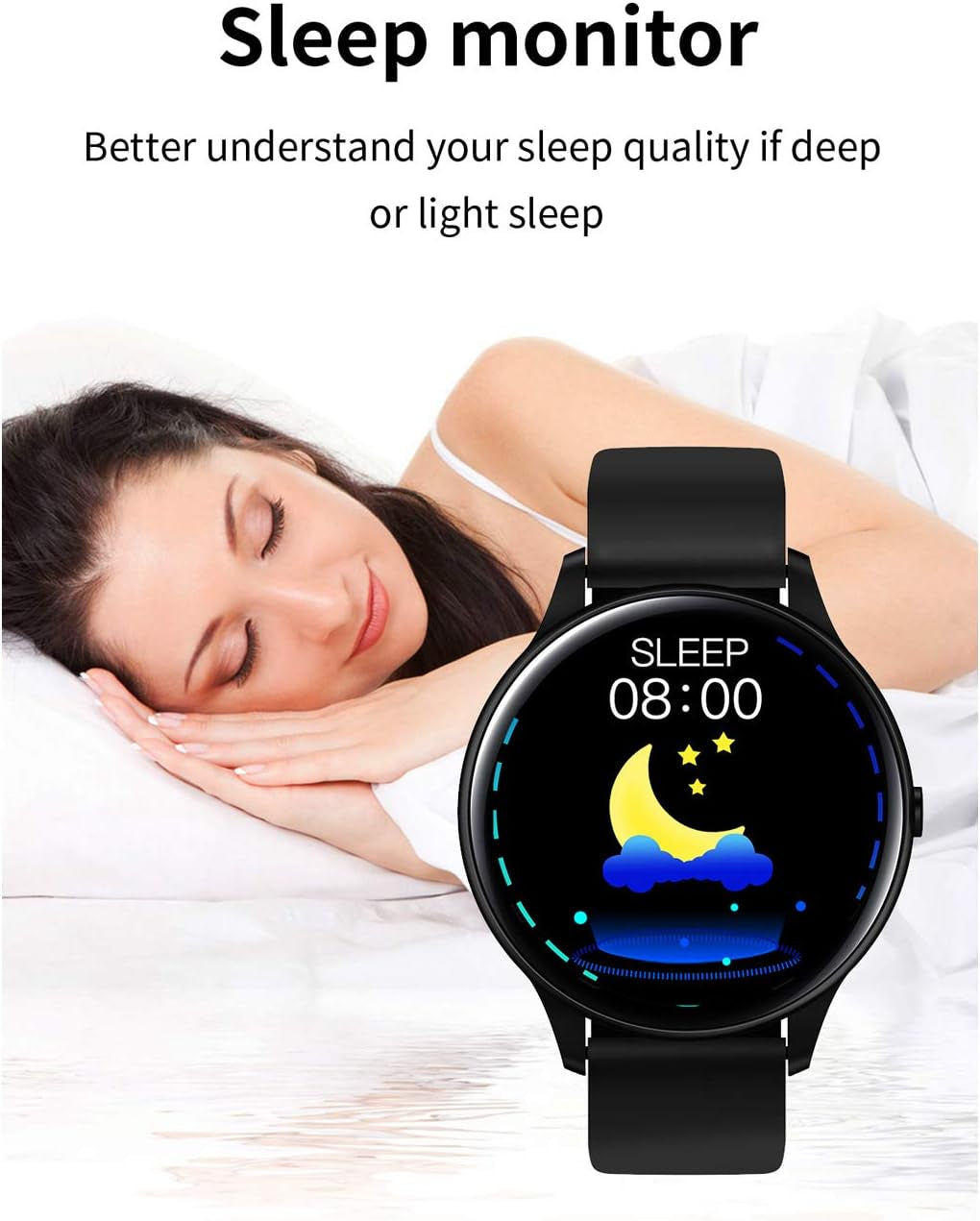 Smart Watches for Men Women, Sport Fitness Tracker Watch with Body Temperature/Heart Rate/Blood Pressure/Spo2/Sleep Monitor/Pedometer/Waterproof, Bluetooth Smartwatch, Black