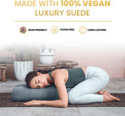 Luxurious Organic Vegan Suede Yoga Bolster Pillow - Rectangular with Carry Handle - Machine Washable Cover
