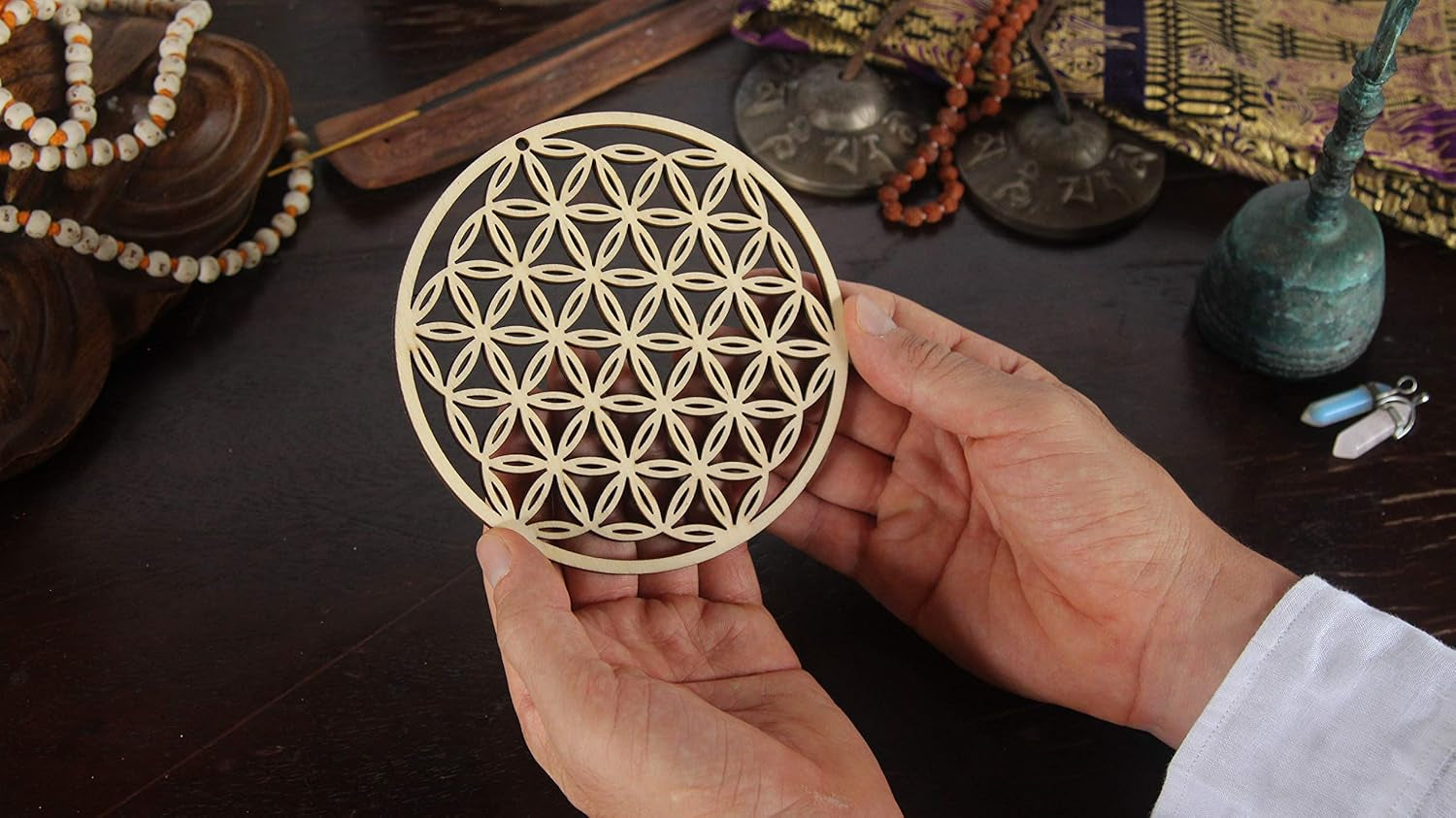 5.31" Flower of Life Wall Art, Sacred Geometry Wall Art, Wooden Wall Art Decor, Yoga Wall Art Hanging, Laser Cut Artwork, Wall Sculpture Symbol, Gift Purpose, Car Hanger