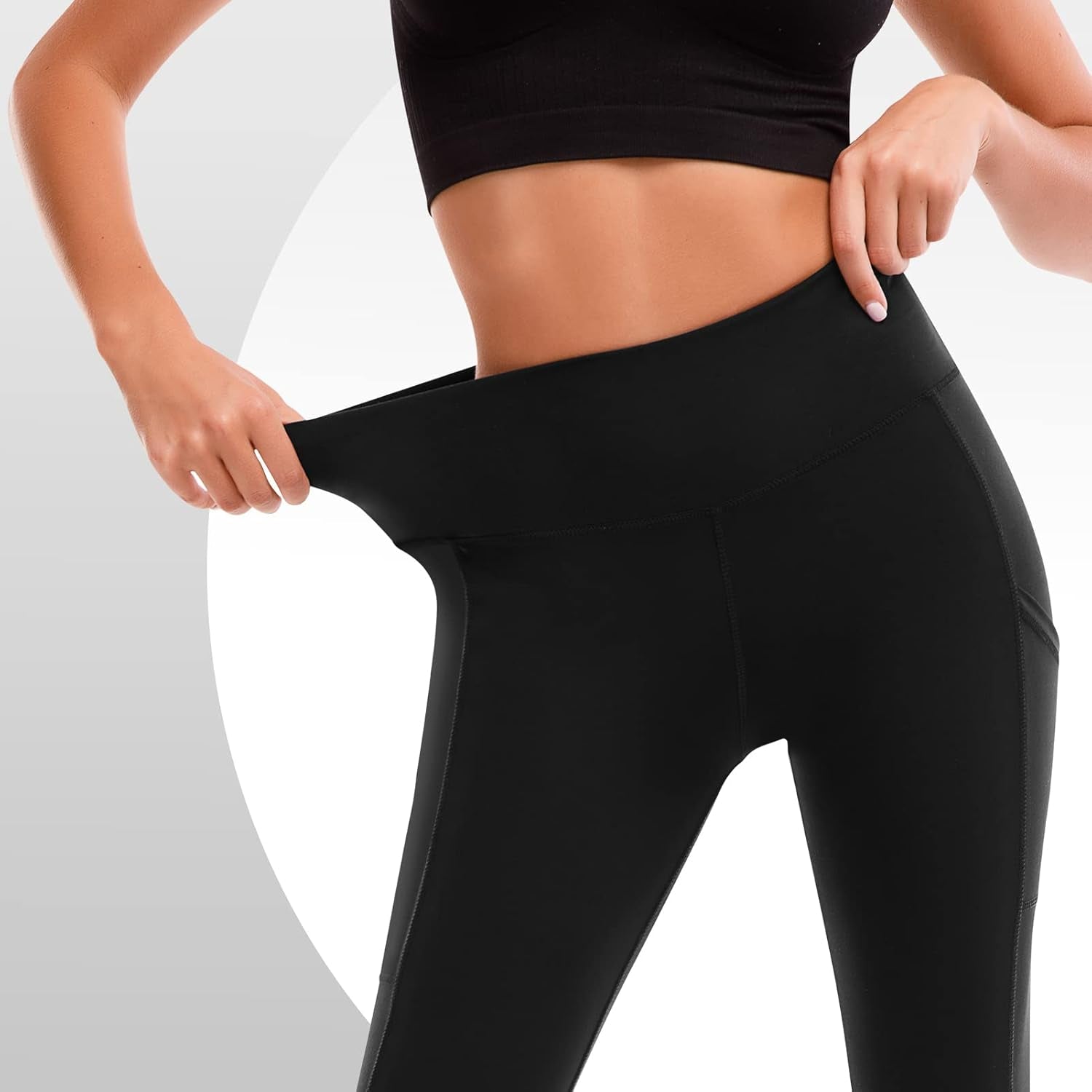Yoga Pants - Women'S High Waisted Leggings with Pockets(Black 1 Pairs, Medium)