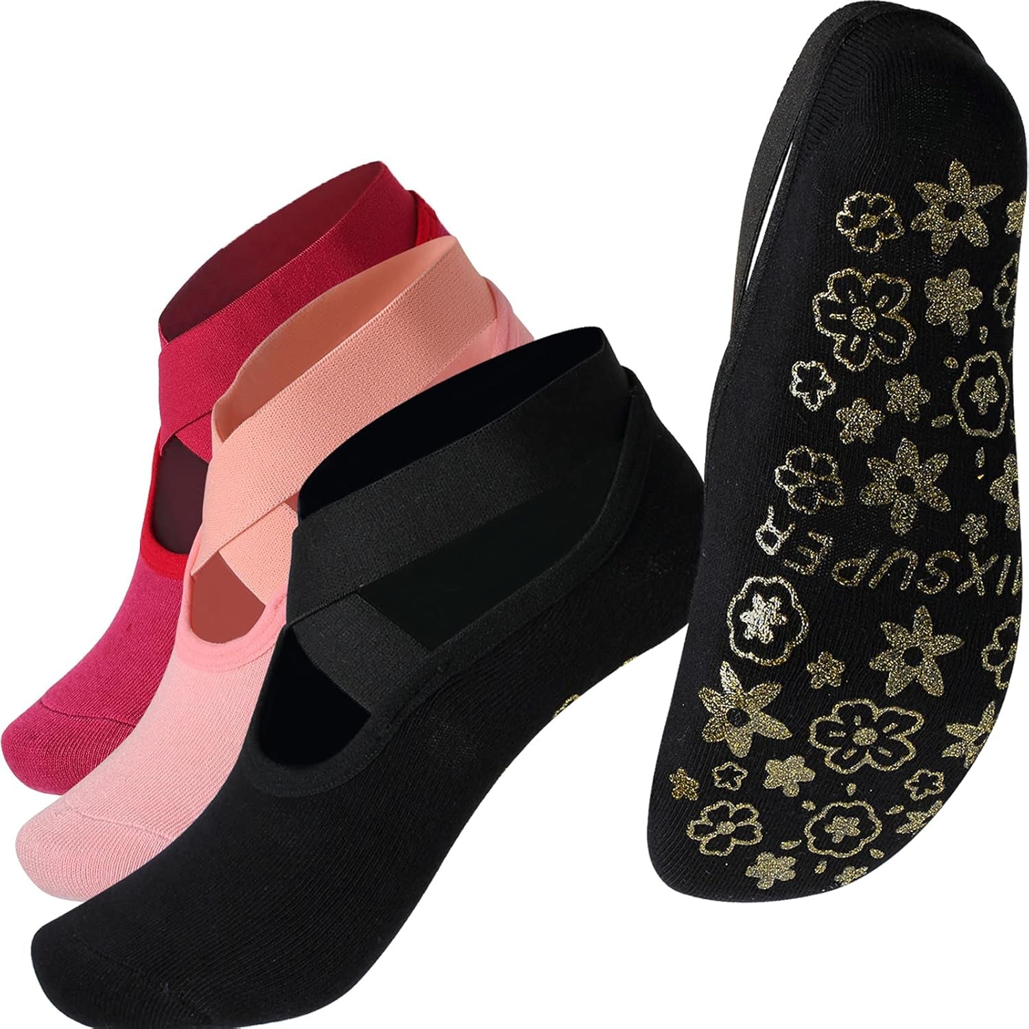 Yoga Socks with Grips Women Mens Non Slip Yoga Socks for Pilates Barre Dance Hospital