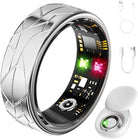 Smart Ring Fitness Tracker Sleep Tracking Heart Rate Monitor Pedometer, Waterproof Activity Tracker Fitness Ring Steps Counter, Gesture Controls for Short Video, 8 Days Last, Silver, #12