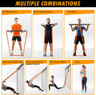 Resistance Band Bar Set Portable Full Body 500LBS Extra Heavy Home Gym with 4 Levels Resistance Bands, 2 in 1 Adjustable Bar and Gym Bag