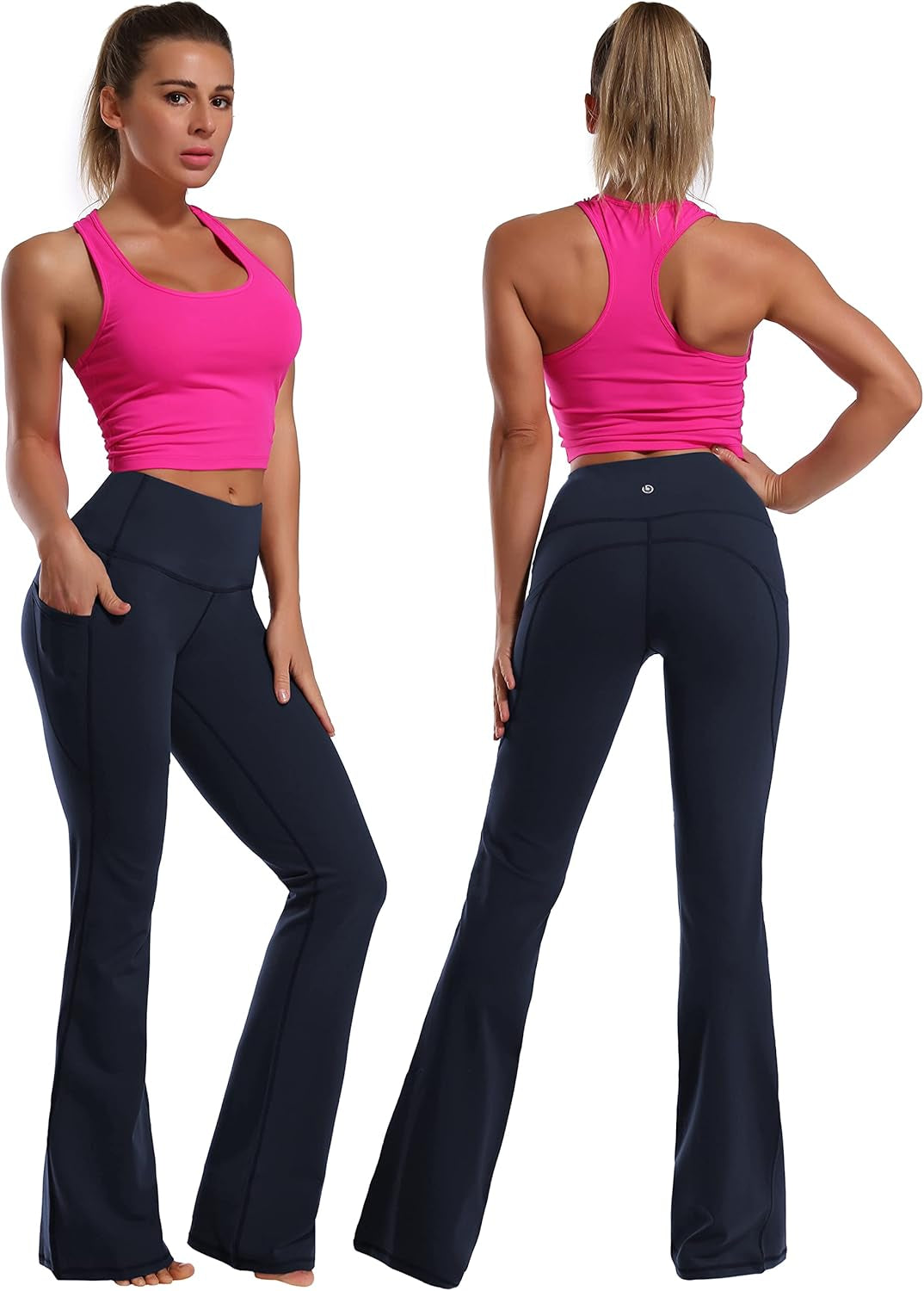 29"/31"/33"/35"/37" Women Bootleg/Wide Legs High Waist Yoga Pants Tummy Control Bootcut Workout Flared Out Pockets