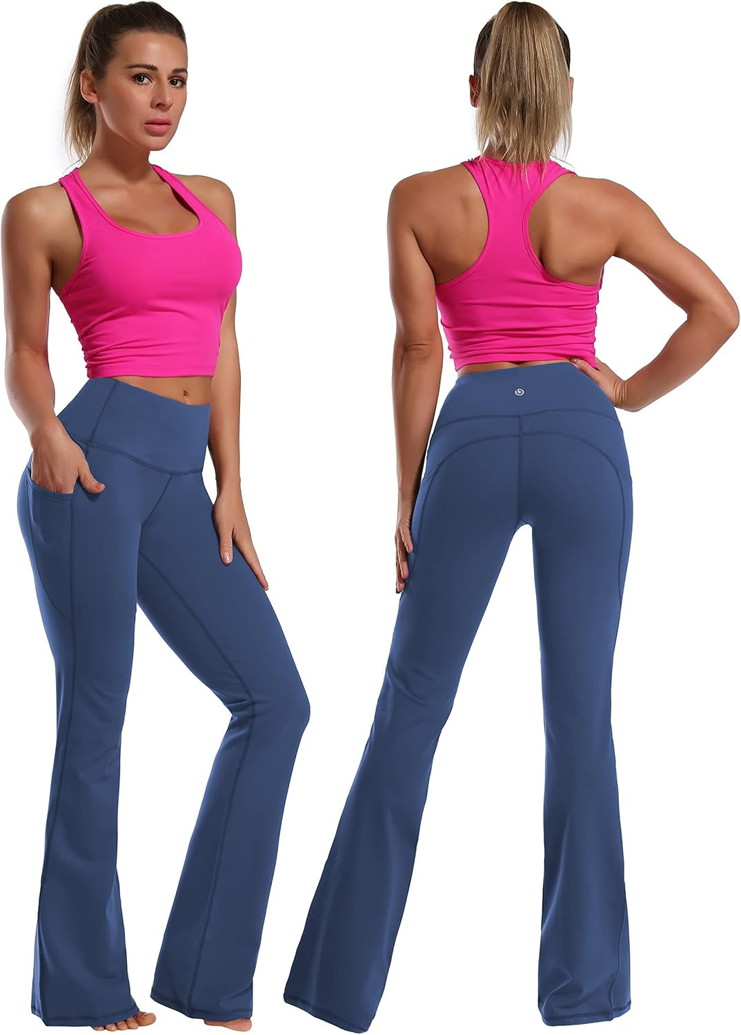 29"/31"/33"/35"/37" Women Bootleg/Wide Legs High Waist Yoga Pants Tummy Control Bootcut Workout Flared Out Pockets
