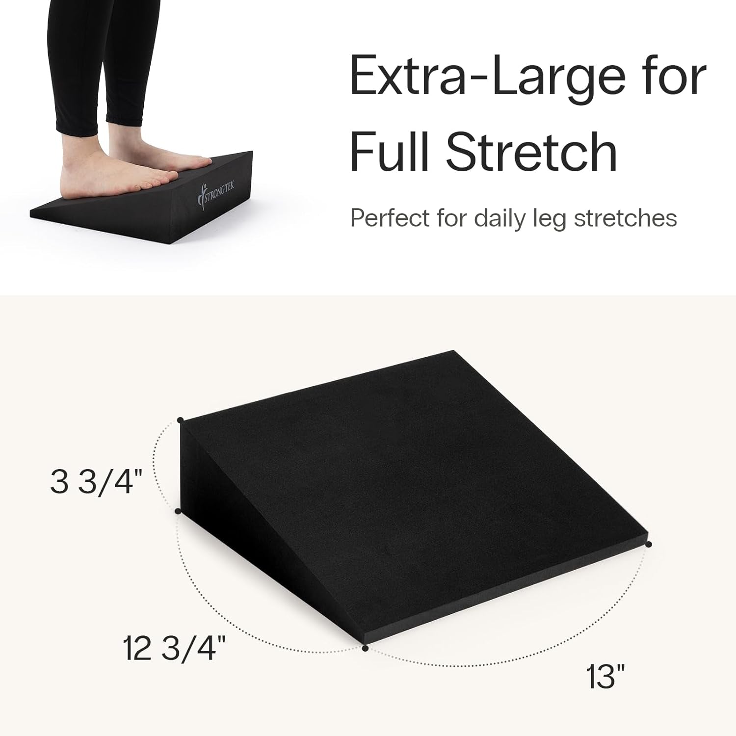 13" Large Yoga Foam Wedge, Slant Board, Calf Stretcher, Improve Lower Leg Strength, Stability, Incline Wedge, Knee Pad, Back Support, Footrest Cushion, Physical Therapy, One Pair