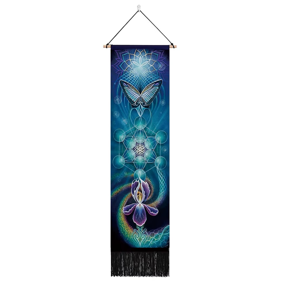 Seven Chakra Tapestry ,Hippie Mandala Chakras Wall Hanging , Yoga Meditation Tapestries for Spiritual Room Decor , 12.8"X 51.2"