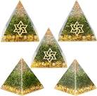Olivine Healing Crystal Copper Wire Orgone Pyramid Stone Figurine Energy Generator for Meditation Reiki Balancing