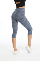 Women'S High Waist Biker Shorts Running Gym Compression Spandex Shorts Side Pockets Yoga Capri Leggings