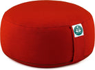 (Height 6.5") round Zafu Yoga Bolster for Gymnastics & Meditation Made in the EU - Fire Red 100% Natural Cotton Yoga Meditation Buckwheat Cushion with Washable Covers