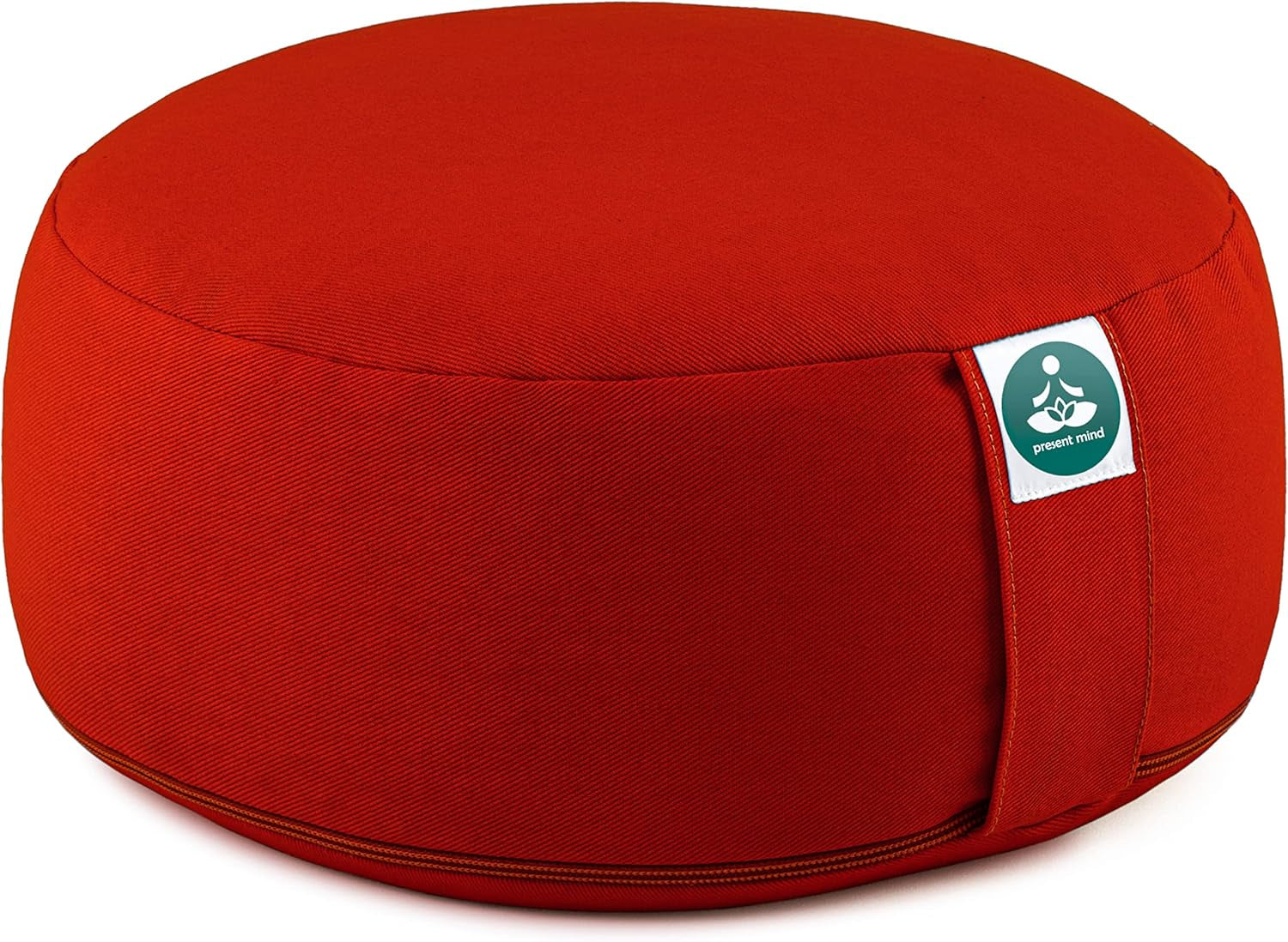 (Height 6.5") round Zafu Yoga Bolster for Gymnastics & Meditation Made in the EU - Fire Red 100% Natural Cotton Yoga Meditation Buckwheat Cushion with Washable Covers