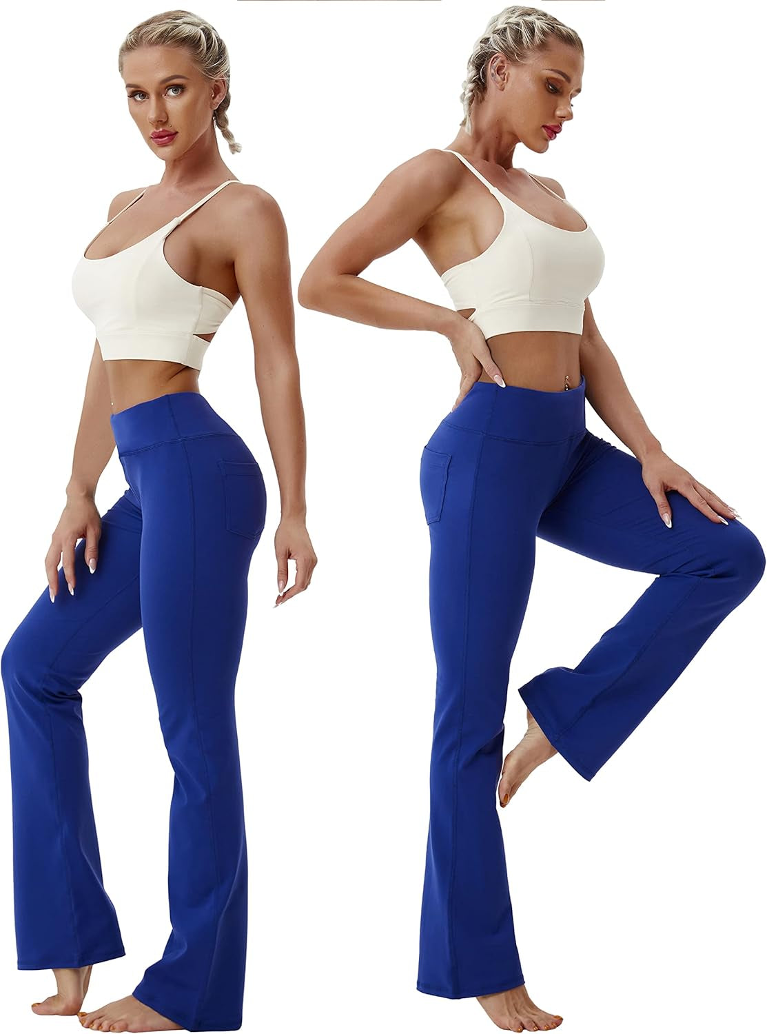 29"/31"/33"/35" 3 Styles Women'S Bootcut Yoga Pants Basic/Back Pockets High Waist Workout Tummy Control Flare