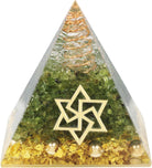 Olivine Healing Crystal Copper Wire Orgone Pyramid Stone Figurine Energy Generator for Meditation Reiki Balancing