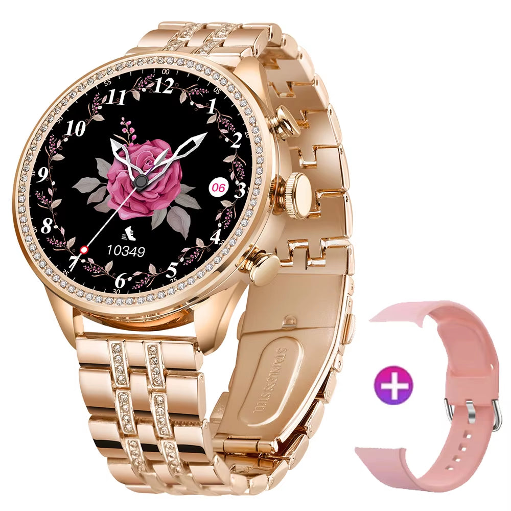 Smart Watch for Lady 1.28'' Bluetooth Call Blood Pressure DIY Custom Dial Sport Fitness Bracelet Waterproof Men Smartwatch Women