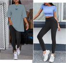 High Waisted Yoga Leggings for Women Double Tummy Control Workout Yoga Pants with Pockets Drawstring Jogger Pants Black