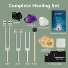 Tuning Forks for Healing (128Hz, 256Hz, 512Hz)- Weighted & Unweighted Sound Healing Instruments for Yoga, Meditation & Chakra Balancing - with Obsidian, Amethyst & Clear Quartz Crystals, Gift Box
