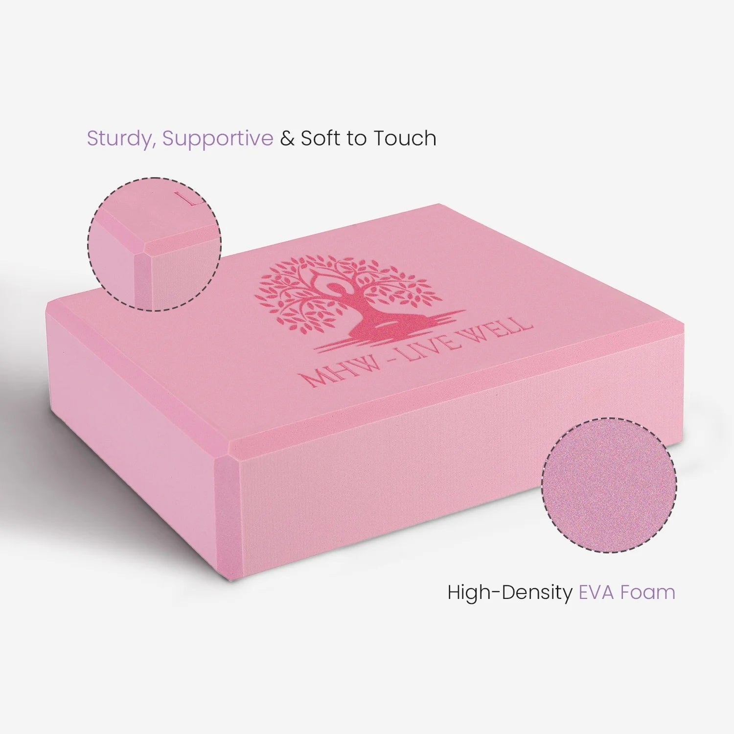 Pink EVA Yoga Block - 3X6X9 Inches