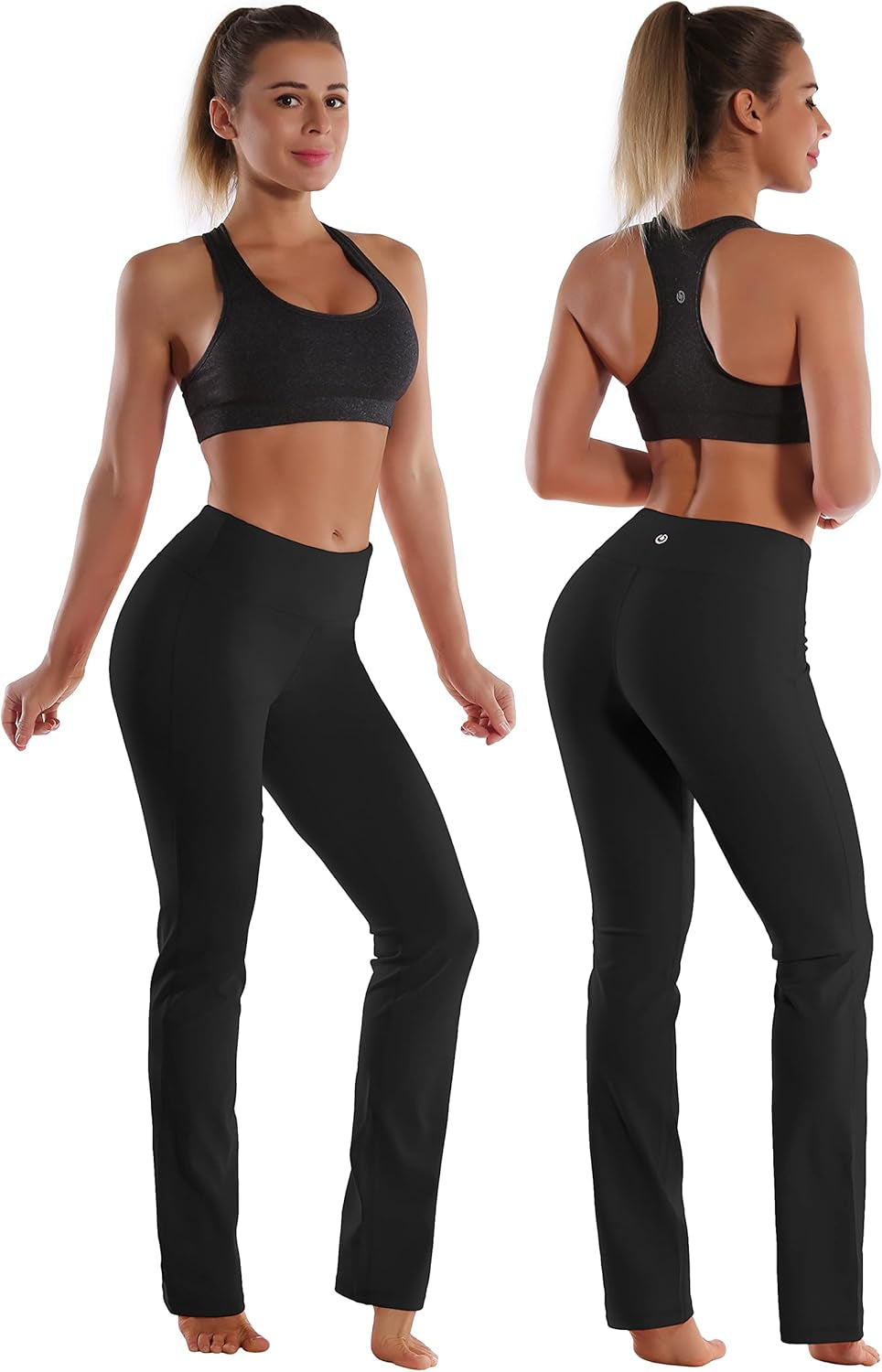 29"/31"/33"/35"/37" Women'S High Waist Straight Leg Yoga Pants Tummy Control Workout Pants with Pockets
