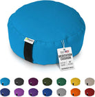 Zafu Meditation Pillows for Sitting on Floor, Yoga Cushion, Cotton/Buckwheat Fill Yoga Pillow, Zafu Meditation Cushion, Zen Kneeling Prayer Pad- Made in USA - 14" round - Aqua