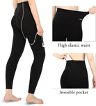 Women'S High Waist Yoga Pants Full-Length Leggings with Pocket,Tummy Control Workout Sports Yoga Leggings Black