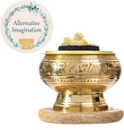 Premium Bundle of Hand Carved Brass Incense Holder with Frankincense Resin. Comes with 10 Charcoal
