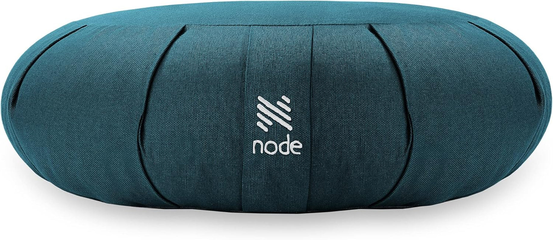 Zafu Meditation Cushion with Buckwheat Hulls, 17" Crescent Yoga Bolster Pillow with Organic Cotton Cover - Teal