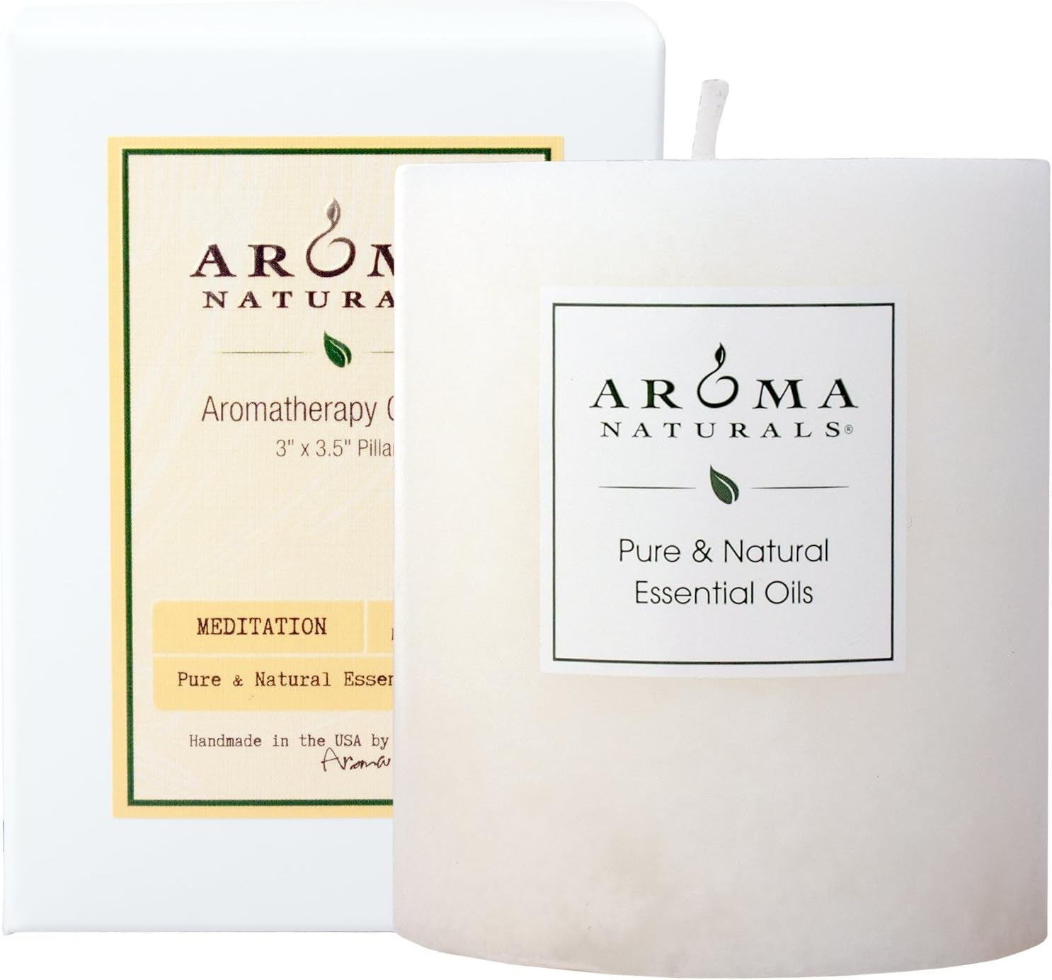 Patchouli and Frankincense Essential Oil White Scented Pillar Candle, Meditation, 3 Inch X 3.5 Inch