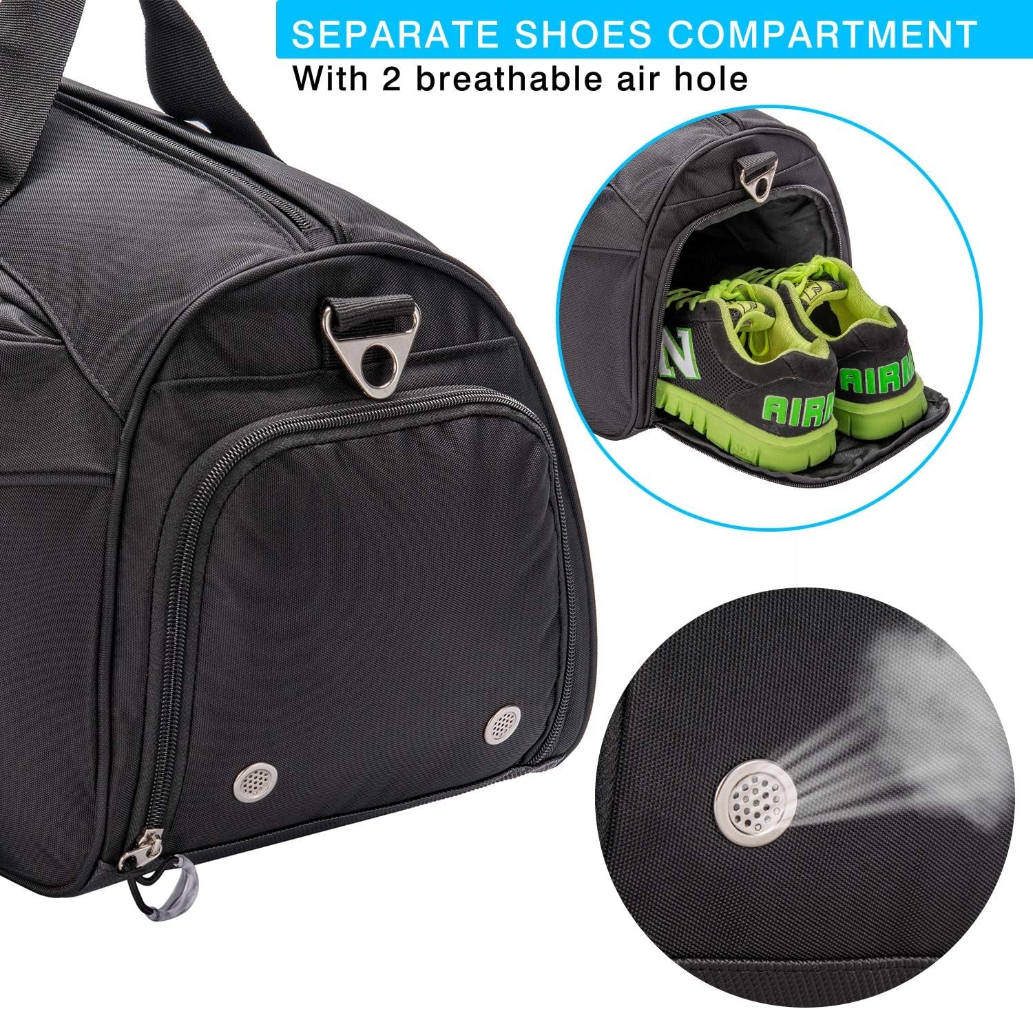 Sports Gym Bag with Shoes Compartment &Wet Pocket Gym Duffel Bag Overnight Bag for Men and Women