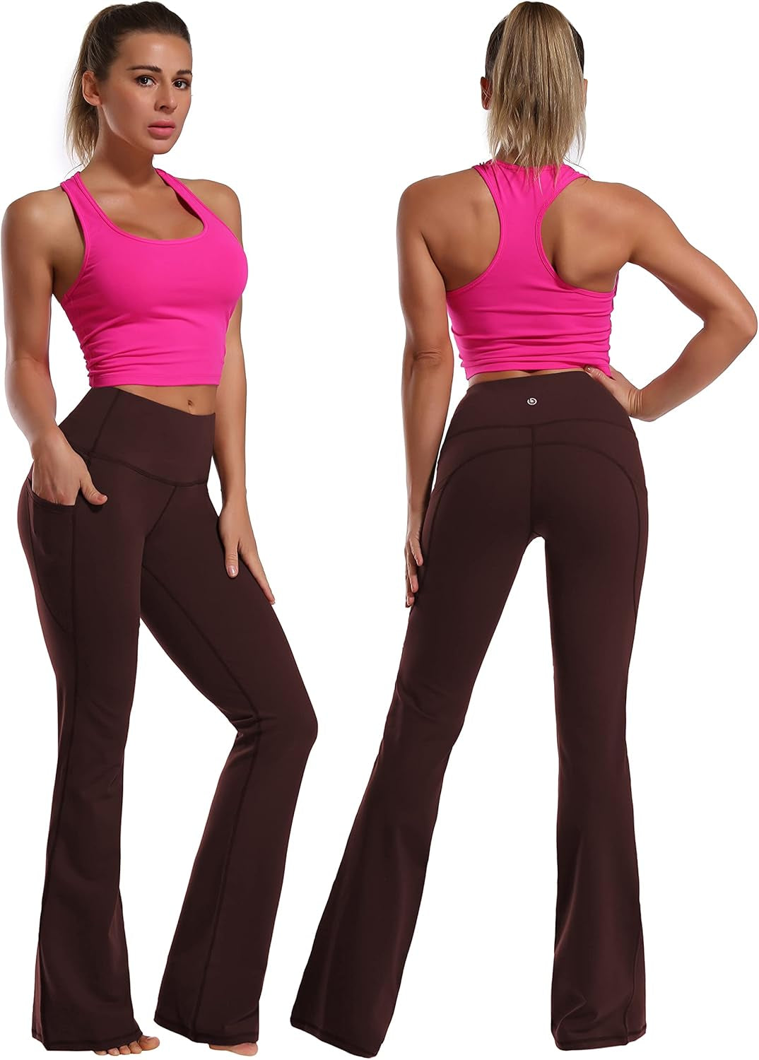 29"/31"/33"/35"/37" Women Bootleg/Wide Legs High Waist Yoga Pants Tummy Control Bootcut Workout Flared Out Pockets