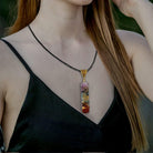 7 Chakra Crystal Necklace Gemstone Pendant Emotional Necklace for Stress for Meditation and Spiritual Energy - Spiritual Gift Jewelry (2.4*0.4 Inch)