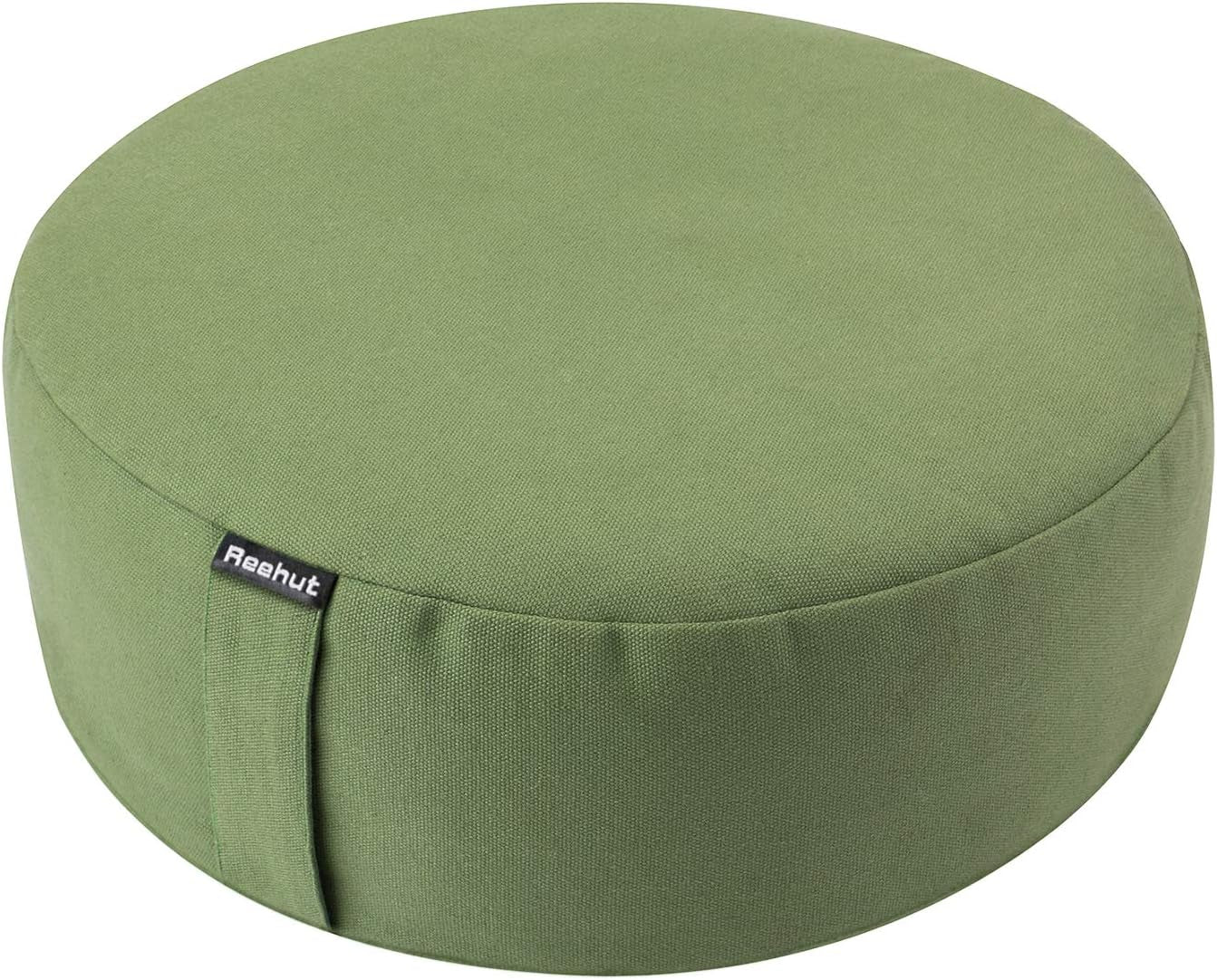 Zafu Yoga Meditation Cushion, round Meditation Pillow Filled with Buckwheat, Zippered Organic Cotton Cover, Machine Washable - 4 Colors and 3 Sizes (Green, 12"X12"X4.5")