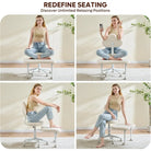 Cross Legged Office Chair with Wheels, Meditation Chair, ADHD Chair for Adults, Wider Criss Cross Chair, Height Adjustable Backr
