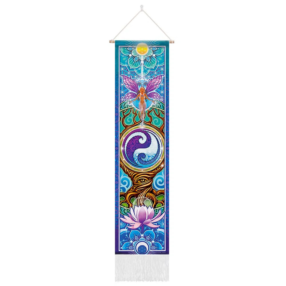 Seven Chakra Tapestry ,Hippie Mandala Chakras Wall Hanging , Yoga Meditation Tapestries for Spiritual Room Decor , 12.8"X 51.2"