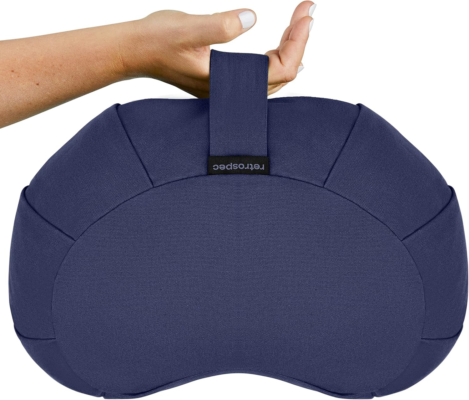 Sedona Zafu Meditation Cushion with Buckwheat Hull Fill - Adjustable Yoga & Pilates Support Pillow - 17In Crescent Cotton Cover with Handle