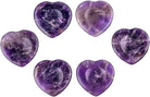 Pack of 2 Amethyst Crystal Thumb Worry Stone for Anxiety, Healing Crystal Pocket Palm Stone, Heart Shape