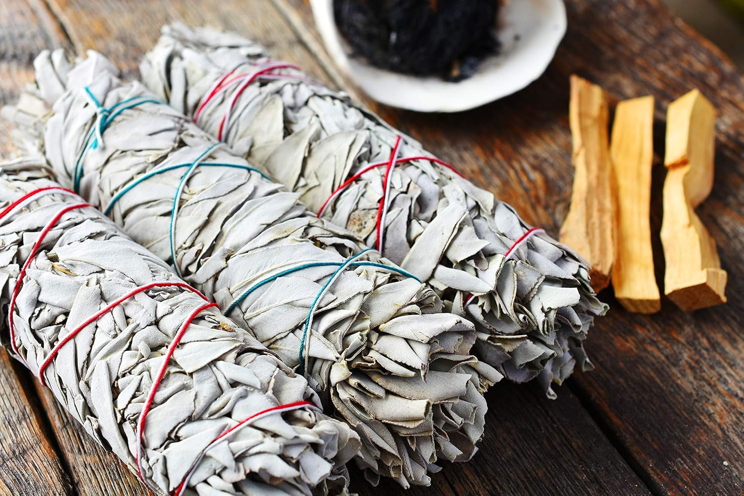White Sage 3 Pack Bundle - 4 Inches Smudge Sticks Home Spiritual Cleansing Meditation Relaxation Aromatherapy Healing Energy Rituals - Premium California White