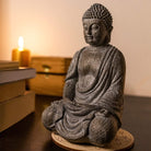 Lord Buddha Statue Mini — Great Spiritual Gift Idea — 6.7 Inch Durable Resin Buddha Decor Statue with Wooden round Base — Mini Buddha Statue for Home Decor