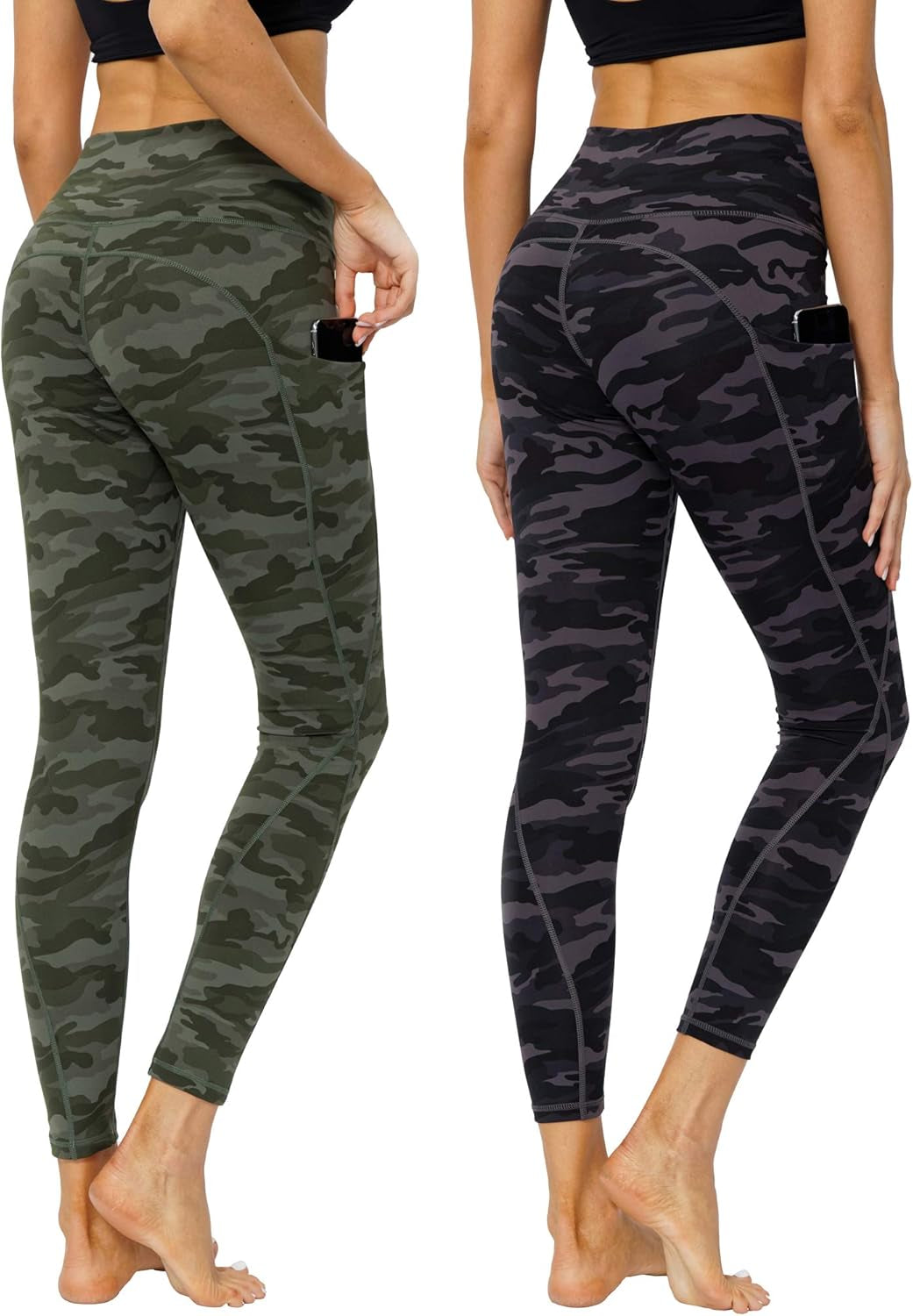 Camo Yoga Pants with Pockets for Women Workout Athletic Peach High Waist Yoga Leggings for Women Butt Lift,S