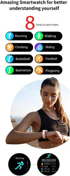 Smart Watch for Women, Sport Fitness Watch with Body Temperature Monitor/Heart Rate/Blood Pressure/Spo2/Sleep Monitor/Pedometer/Waterproof, Lady Bluetooth Smartwatch Sync with Google Fit, Pink