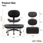 Faux Leather Ergonomic Cross-Legged Office Chair ADHD Meditation Chair with Wheels and Height Adjustable, Black