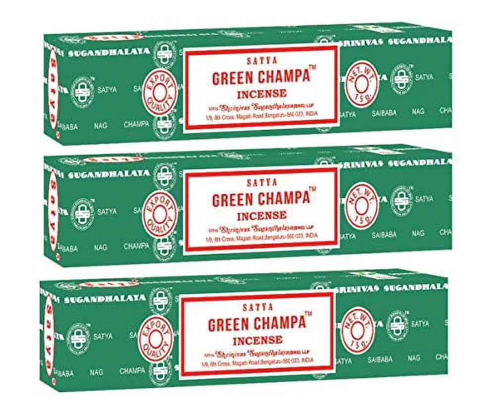 3 Pack Green Champa Nag Champa Incense Sticks Original Sai Baba for Cleansing & Meditation
