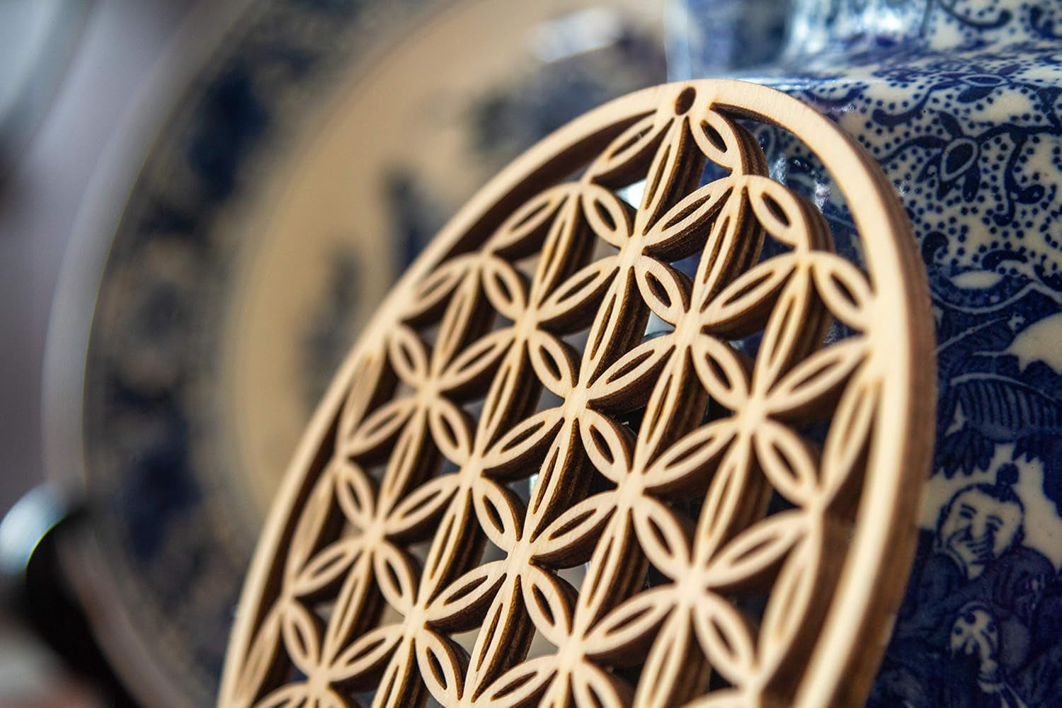 5.31" Flower of Life Wall Art, Sacred Geometry Wall Art, Wooden Wall Art Decor, Yoga Wall Art Hanging, Laser Cut Artwork, Wall Sculpture Symbol, Gift Purpose, Car Hanger