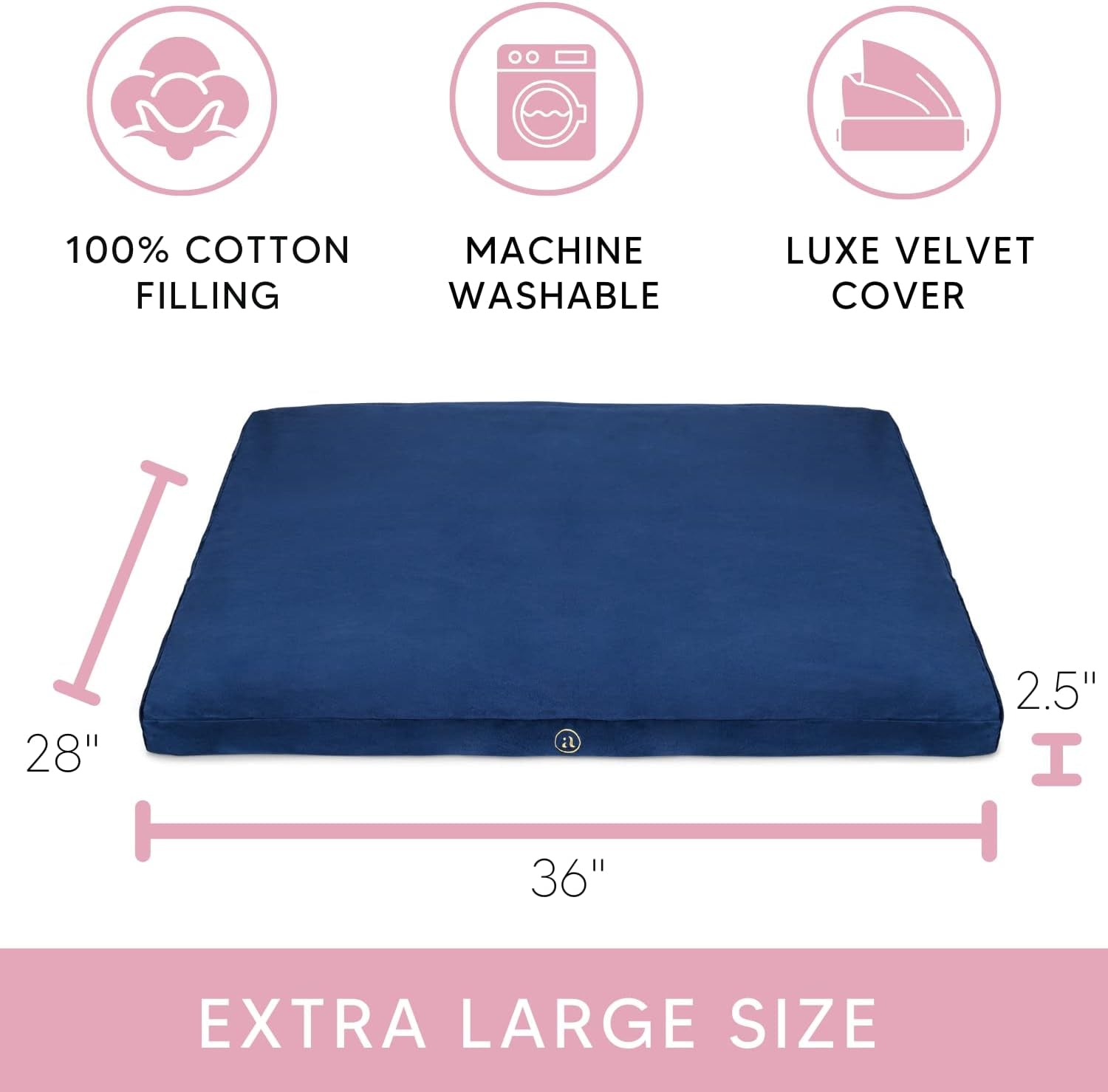 Velvet Zabuton Meditation Mat - Luxurious Meditation Cushion Floor Pillow - Zabuton Meditation Cushion Large - 100% Cotton Filling (Sapphire)