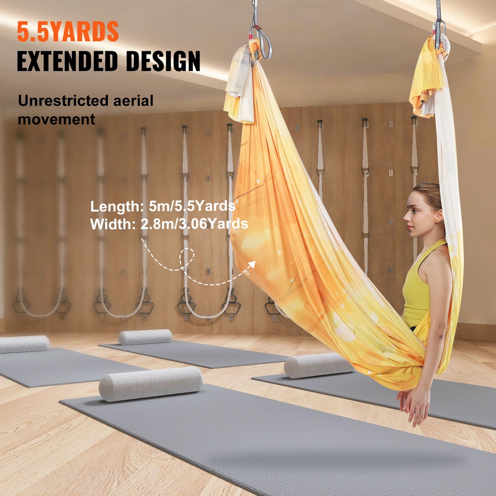 5.5 Yards Aerial Yoga Hammock & Swing Nylon Fabric Full Rigging Hardware for Antigravity Yoga Fitness Bodybuilding