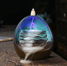 Ceramic LED Backflow Incense Holder Creative Waterfall Incense Burner Aromatherapy Censer Ornament Reflux Incense Burner Crafts Home Decoration