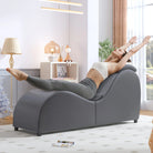 Yoga Chaise Lounge Chair, Morden Ergonomic Design Yoga Sofa, Curved Lounge Chaise Indoor for Stretching&Relaxation, Grey